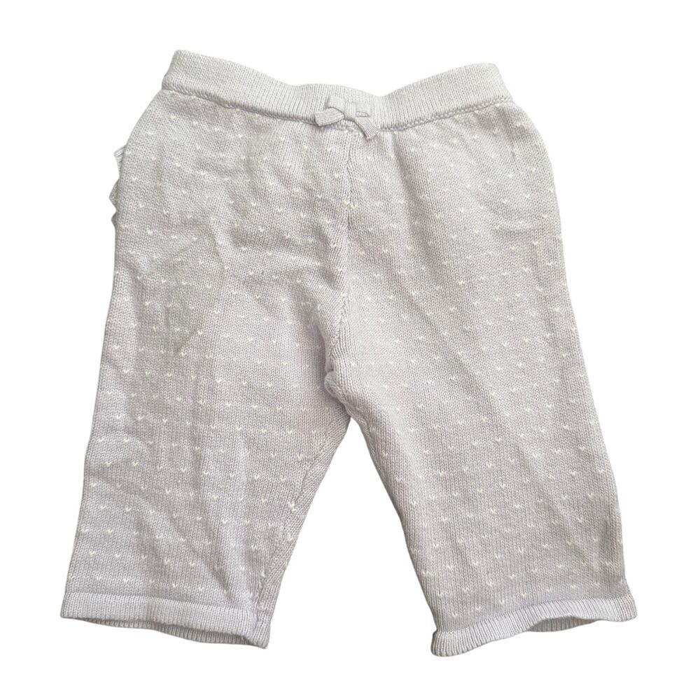 Janie and Jack Ruffle Butt Knitted Dot Leggings in Lilac, Size 3-6M